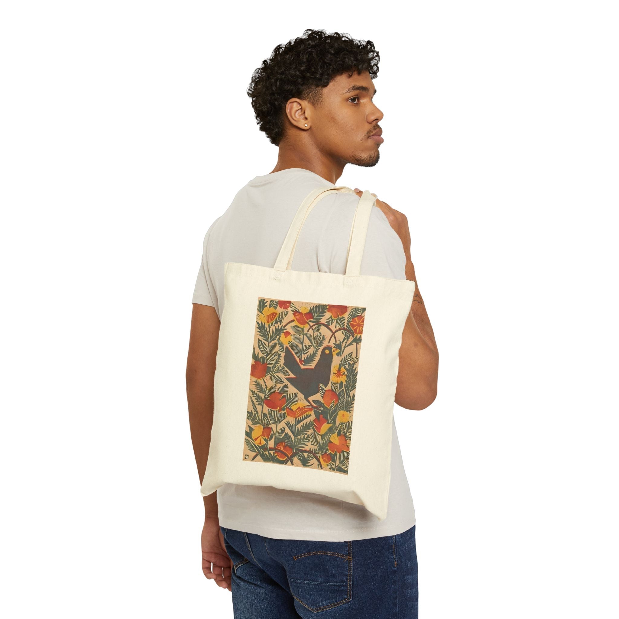 Bird in Orange Tote
