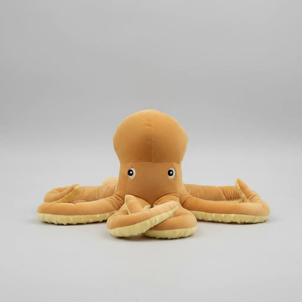 Yellow Octopus Plush Toy – Soft Lifelike Stuffed Animal Pillow