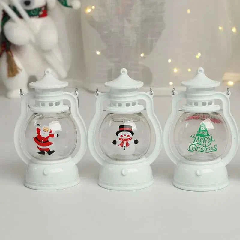 Portable LED Christmas Santa Snowman Lanterns - Indoor Holiday Decor Lights