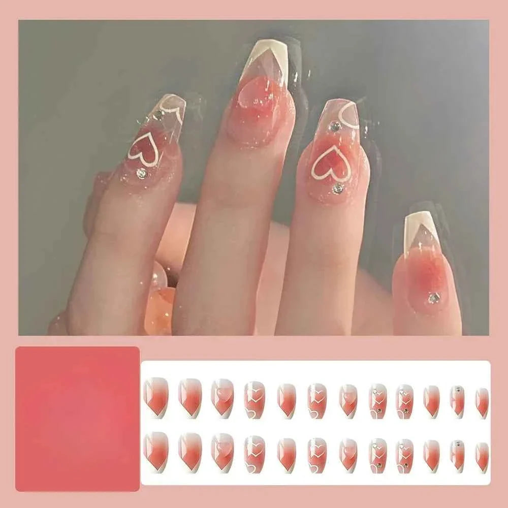 24pc Short Square Coffin Press On Nails - Glitter Diamond Blush Pink Cat Eye