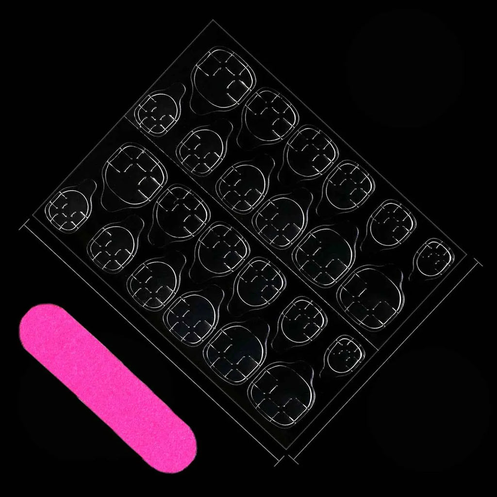 24pc Short French Pop Heart Press On Nails - Includes Jelly Gel & Nail File