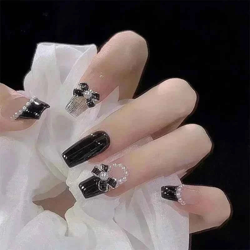 24pc Short Square Coffin Press On Nails - Glitter Diamond Blush Pink Cat Eye